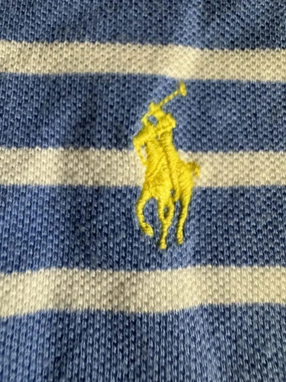 Polo Ralph Lauren Men's Polo Shirt M Blue White Striped Cotton Embroidered